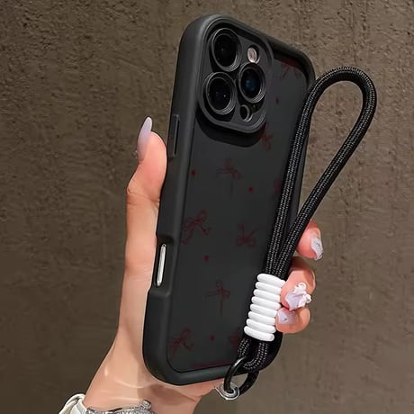 K22953 プチリボンドット iPhoneケース（ストラップ付き）