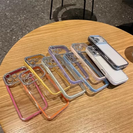 L62361 きらめきストーンフレーム クリア iPhoneケース