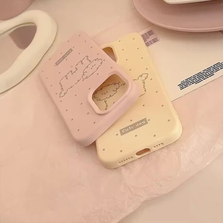 S74796 もこもこドッグのドットiPhoneケース