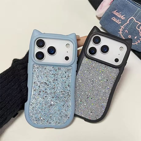 S74988 ねこ耳グリッター iPhoneケース
