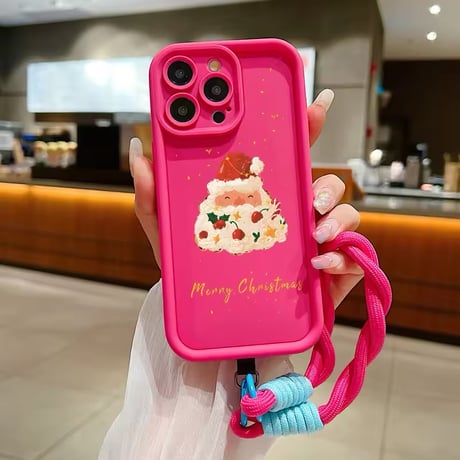 K22625 ストラップ付きクリスマスケーキ＆ツリー iPhoneケース