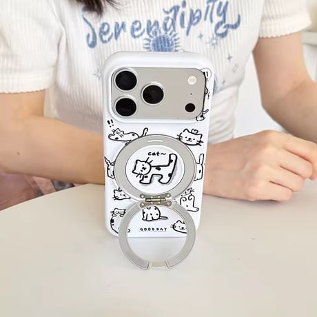 K23177 くるくるアニマル 回転リング付きiPhoneケース