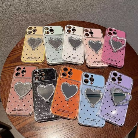 【即納商品】K23092 ハートミラースタンドiPhoneケース