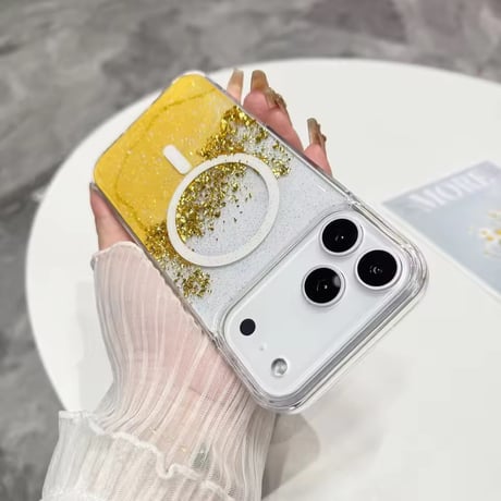 L62475 きらめきグリッターウェーブ MagSafe対応 iPhoneケース