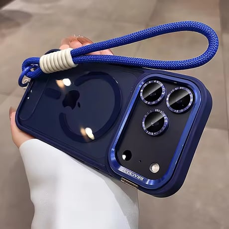K23022 カラーフレームストラップMagSafeクリアiPhoneケース