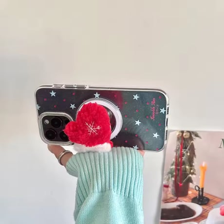 P0371 サンタとぼうしのふわもこMagSafeグリップ