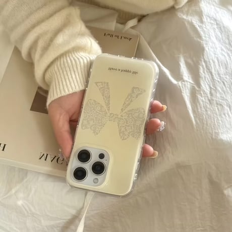 【即納商品】S74589 レースリボンのホワイトiPhoneケース