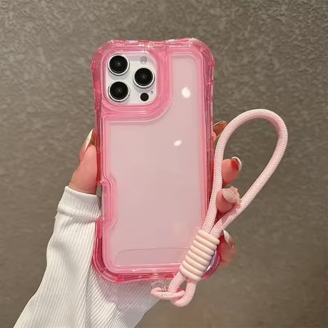 K23169 カラーフレームハンドストラップ付きiPhoneケース