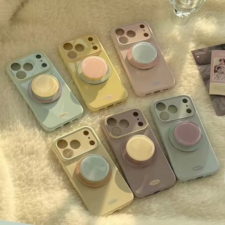 K23062 パステルキャンディー グリップ付きiPhoneケース