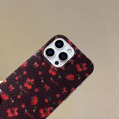 S75197 チェリーリボン ドットiPhoneケース