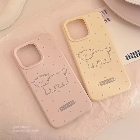 S74796 もこもこドッグのドットiPhoneケース