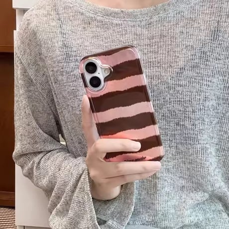 S75196 ブラウンストライプ iPhoneケース