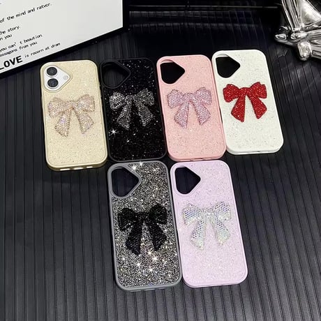 S75218 シャイニーリボン グリッターiPhoneケース
