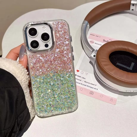 S74615 きらめきグラデーションのラメiPhoneケース