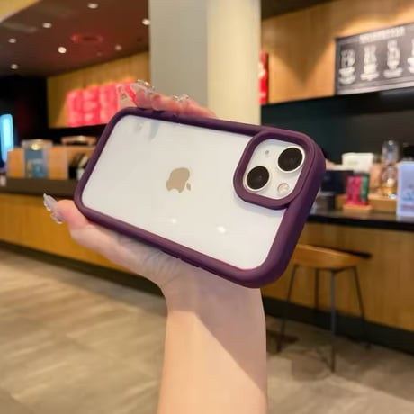 L62041 シンプルカラーフレーム クリアiPhoneケース