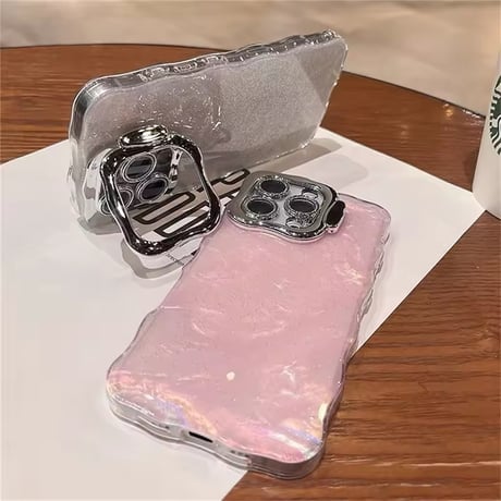 K22688 ぷるぷるラメのカメラスタンドiPhoneケース