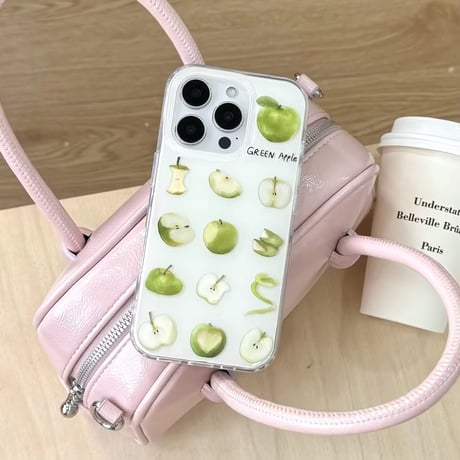 S74773 グリーンアップル柄iPhoneケース