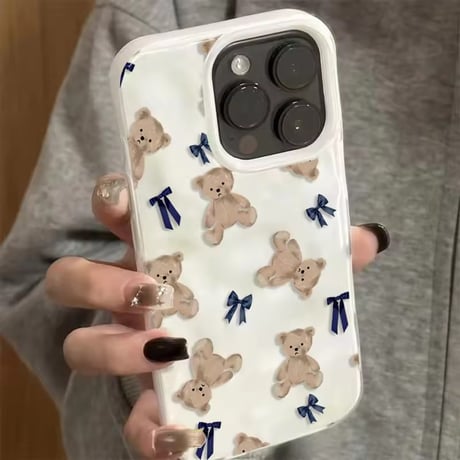 S75539 くまリボンパターンiPhoneケース
