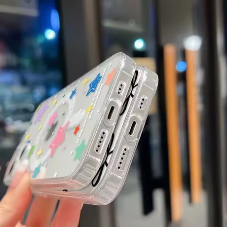 L62196 きらきらスター＆リボン柄MagSafe対応iPhoneケース