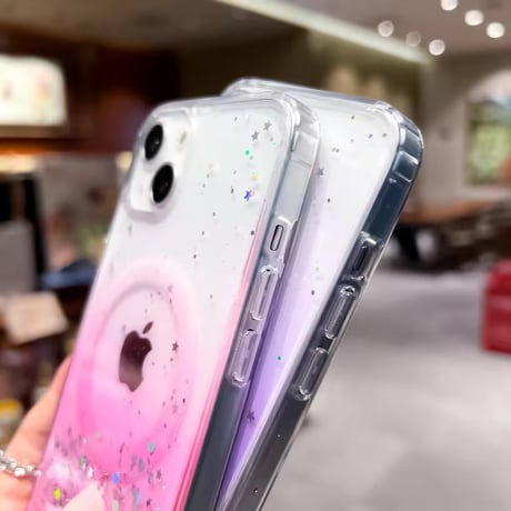 L62362 MagSafe グラデーショングリッター iPhoneケース