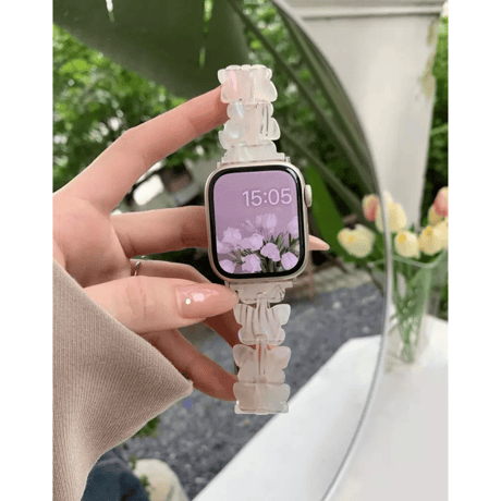 N00037 フラワリーベア クリアApple Watchバンド