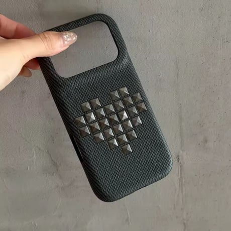 S75634 スタッズハート デニムライクiPhoneケース