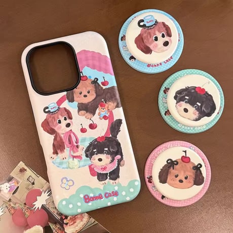 K22934 わんちゃんパーティー MagSafe対応 iPhoneケース（ソケット付き）