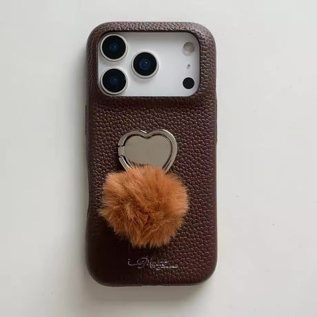 K22993 ふわもこハートポンポン iPhoneケース