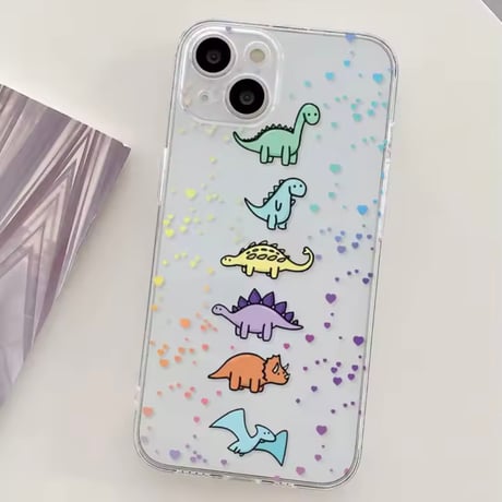 L62201 レインボーダイナソーのクリアiPhoneケース