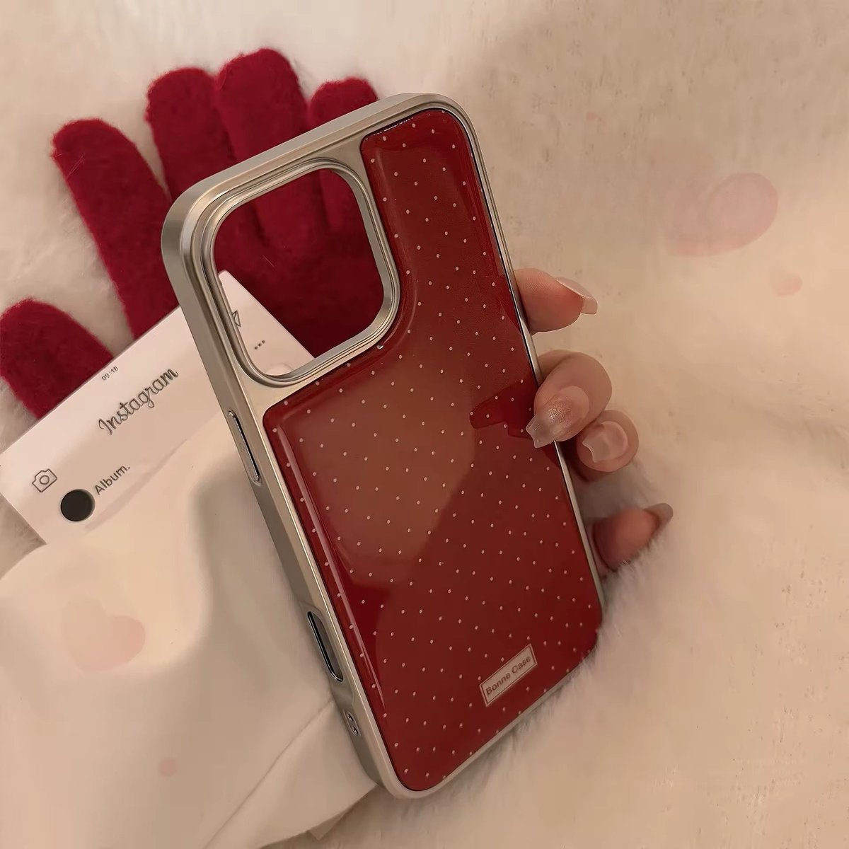 S74506 チェリーレッドドットiPhoneケース | nanomita