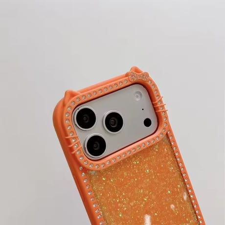 S75964 キラキラキャットフレームiPhoneケース