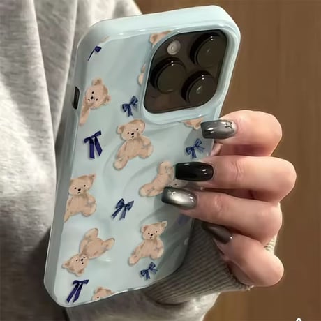 S75539 くまリボンパターンiPhoneケース