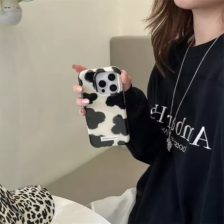 S75056 カラフルカウ柄iPhoneケース
