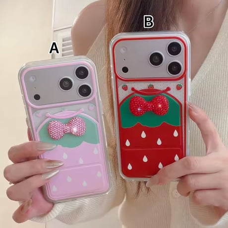 K23078 いちごリボンスタンドiPhoneケース