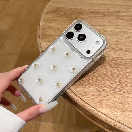 L62447 フラワーパールクリアiPhoneケース