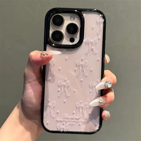 L62308 クリアリボンドット iPhoneケース