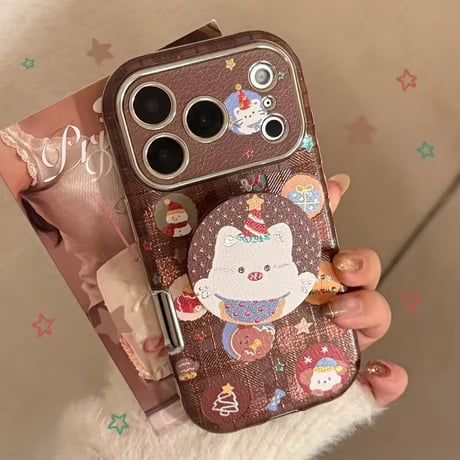 K23133 くまちゃんショコラ グリップ付きiPhoneケース
