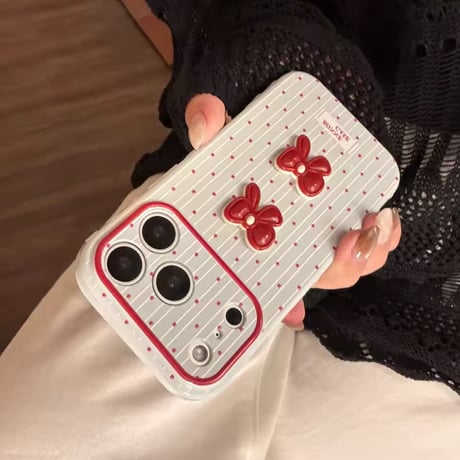 S75624 チェリーリボンドット iPhoneケース