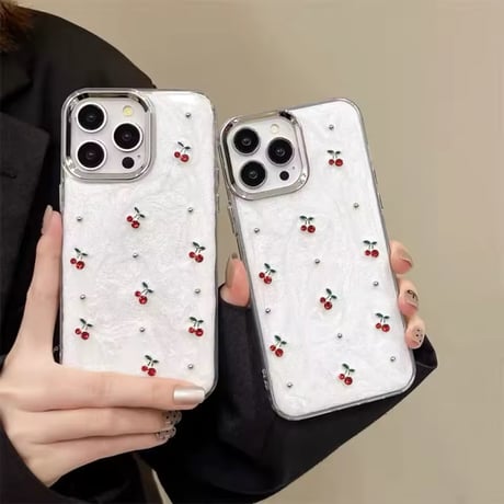 S75140 さくらんぼパールホワイト iPhoneケース