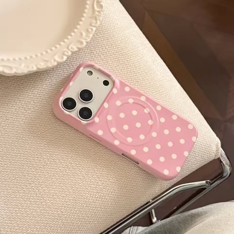 S75589 ピンクドットMagSafe対応iPhoneケース