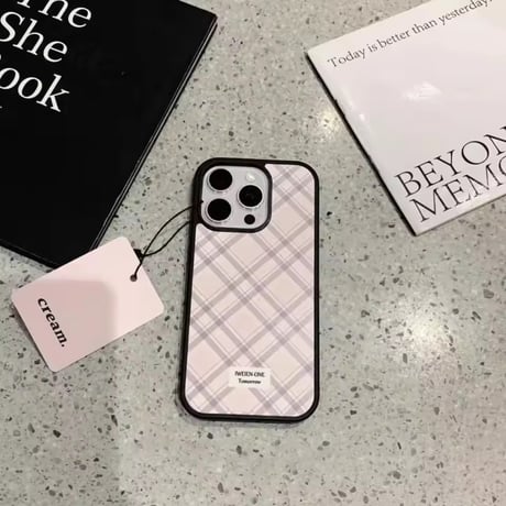 S75442 ミルキーピンクチェックiPhoneケース