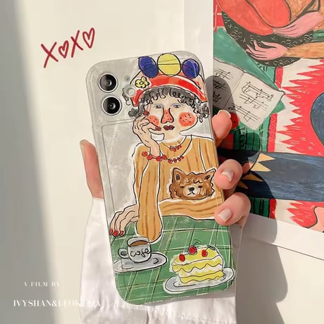 S75593 カフェガールアートiPhoneケース