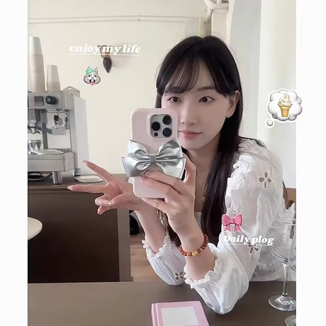 S75145 ビッグメタリックリボン iPhoneケース