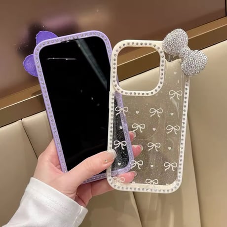 L62218 きらきらリボン付きクリアiPhoneケース