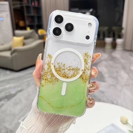 L62475 きらめきグリッターウェーブ MagSafe対応 iPhoneケース