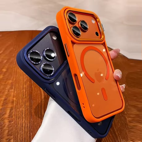 K23022 カラーフレームストラップMagSafeクリアiPhoneケース
