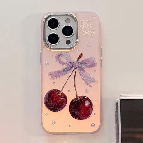 S74951 リボンチェリーのガーリーiPhoneケース