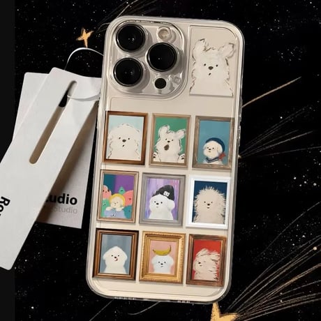 L62173 わんこの美術館クリアiPhoneケース