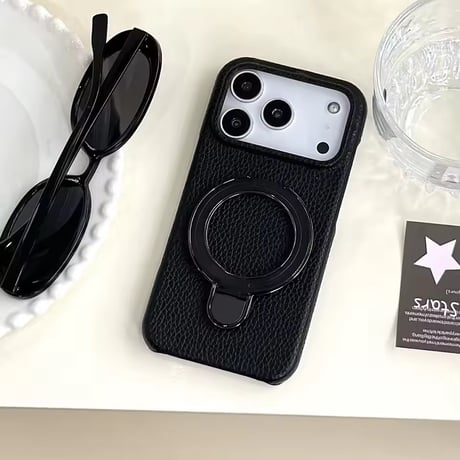 K22943 レザーライクリング付き iPhoneケース