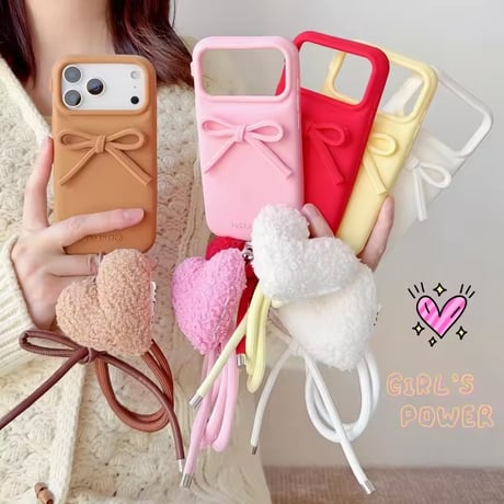 K23030 ハートチャーム付きリボンiPhoneケース